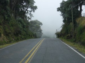 fog on the road on Volcan Irazu in Costa Rica