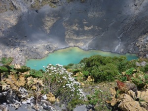 green lake in crater of Volcan Irazu in Costa Rica